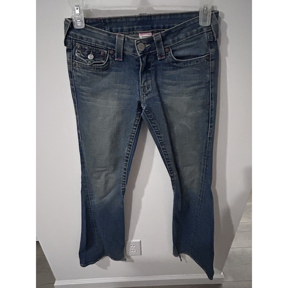 Vintage Y2K True Religion Joey Women's 28 Flared Jeans Medium Denim Distressed